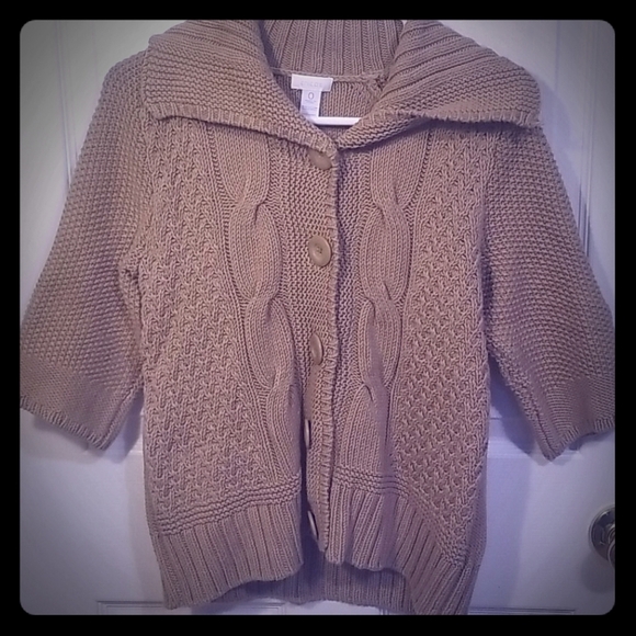 Chico's Sweaters - CHICO: SIZE 0 BUTTON DOWN SWEATER DARK TAN